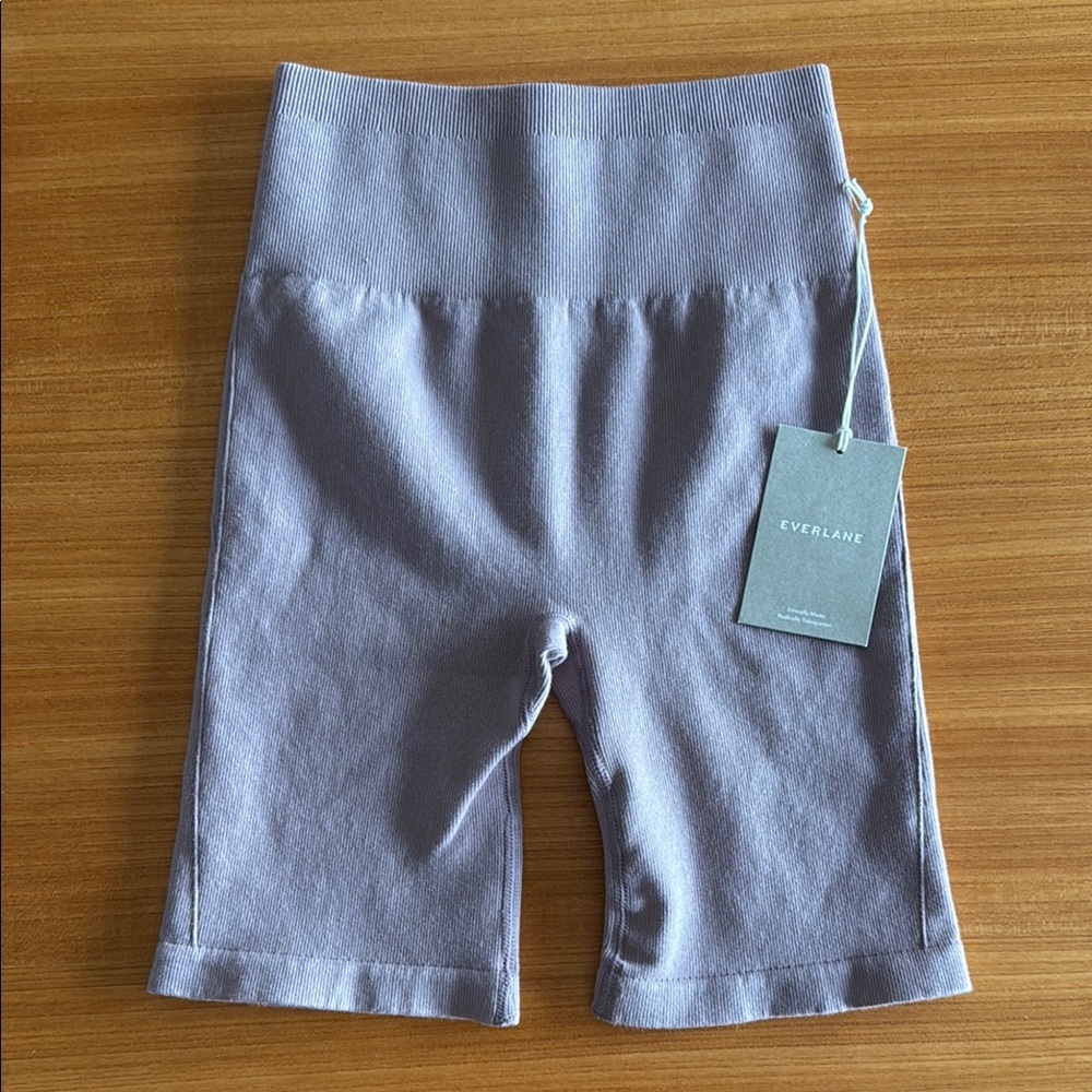 Everlane Ribbed Seamless High Rise Bike Shorts Size XS S Dusty Lavender Purple